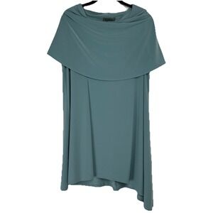 Chalet Et Ceci Tunic‎ Top Size Medium Blue Lagenlook Asymmetrical Stretch